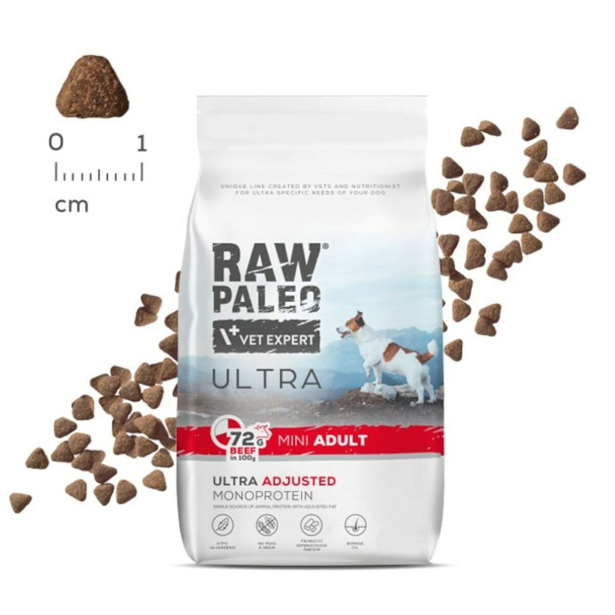 Foder VETEXPERT Raw Paleo Ultra Mini Adult Beef Oksekød 8 kg